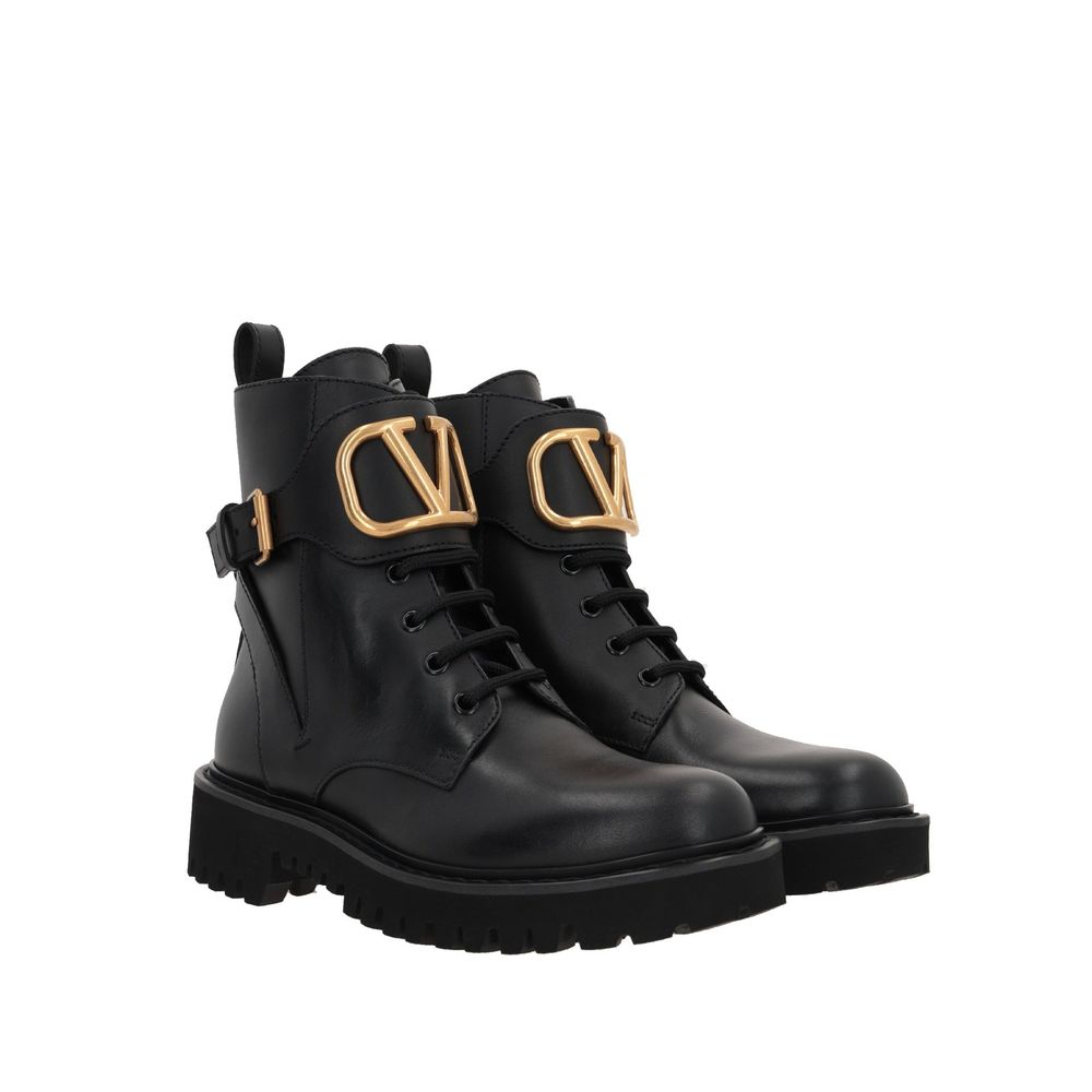 Valentino Garavani Black Calfskin Lace-Up Boots | Regal Royce