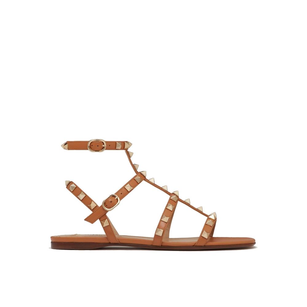 Valentino Garavani Brown Leather Strap-On Sandals | Regal Royce