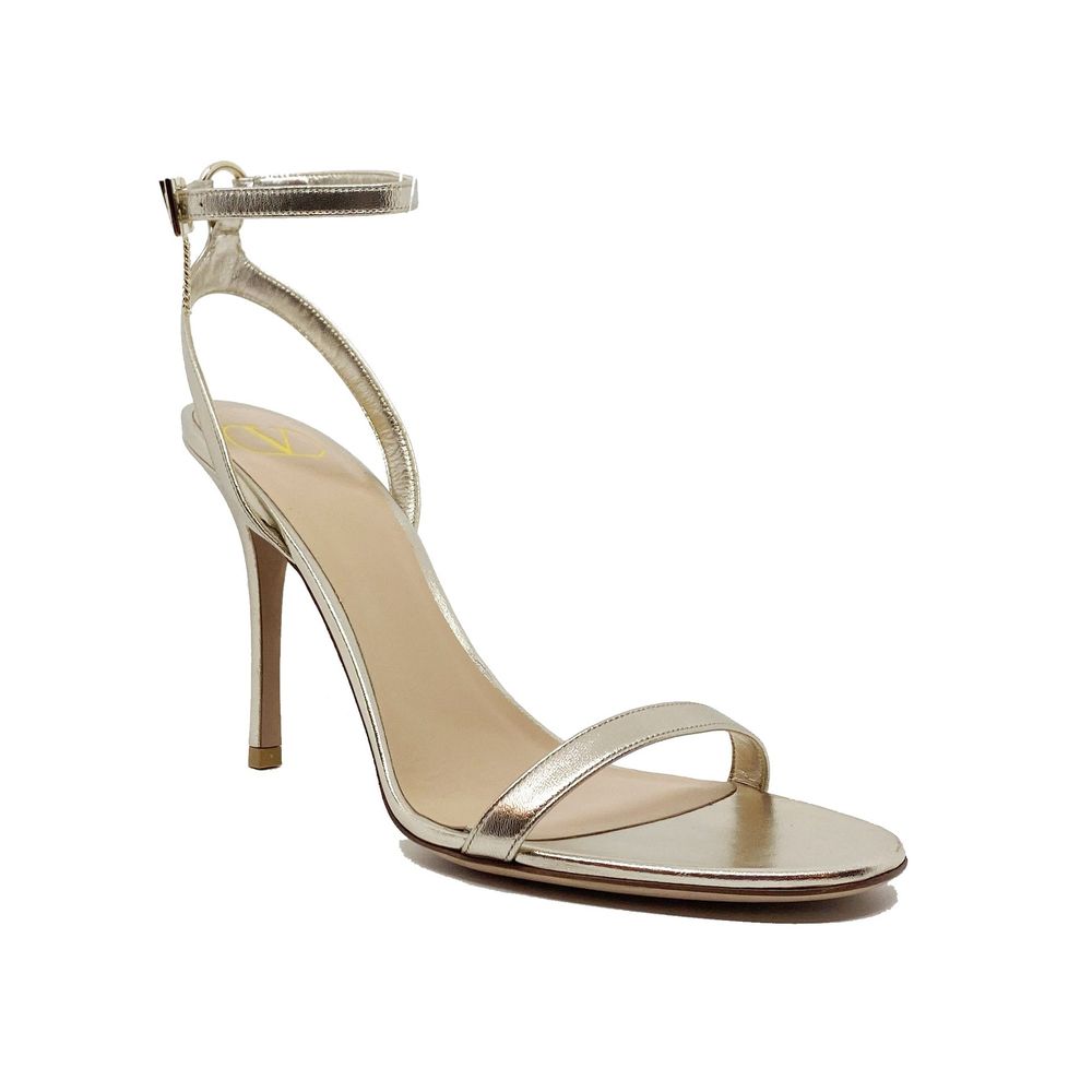 Valentino Garavani Gold Leather Stiletto Heel Sandals | Regal Royce