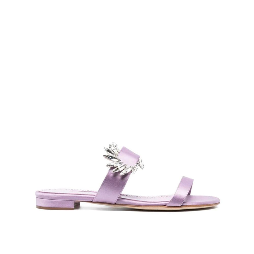 Manolo Blahnik Purple Silk Flat Sandals | Regal Royce