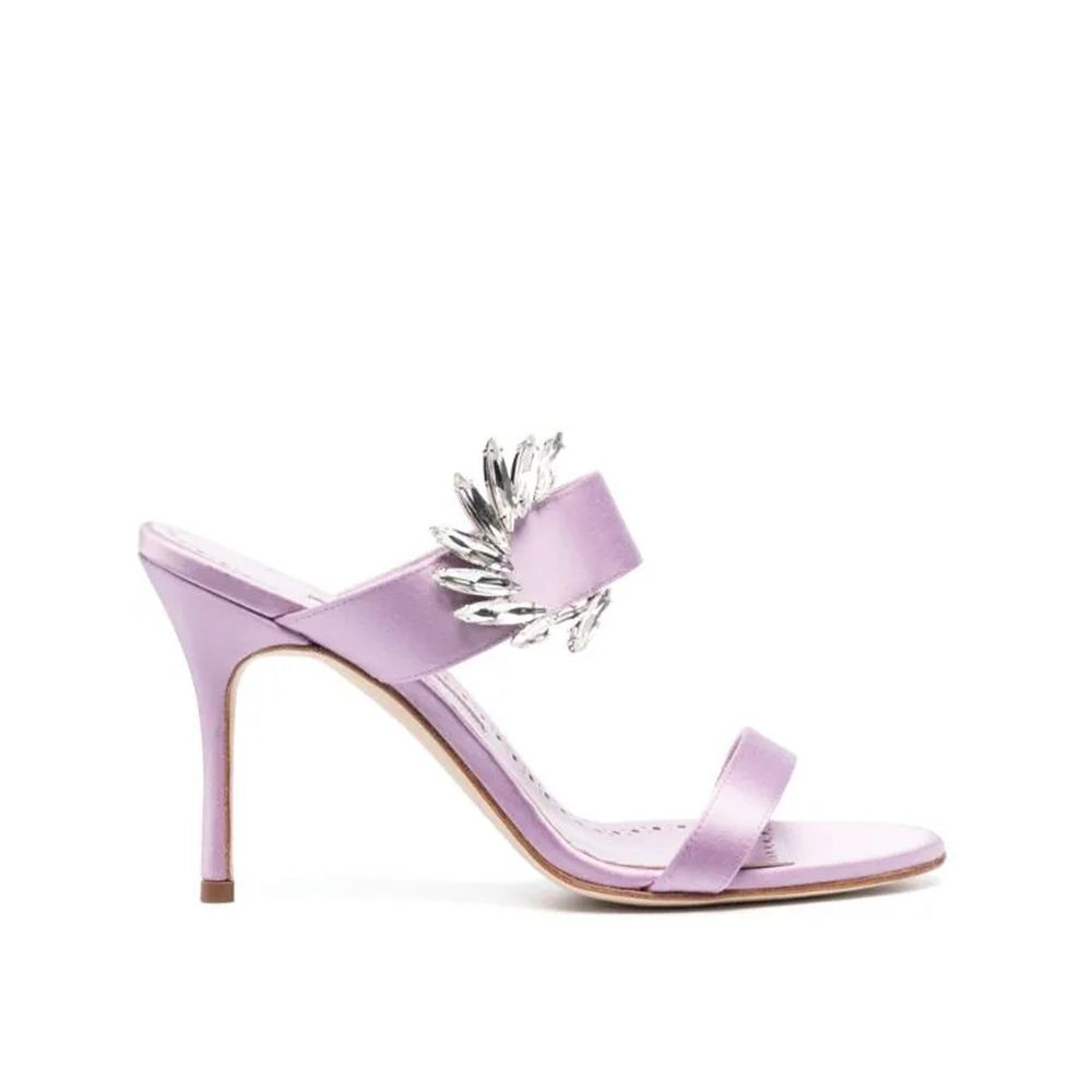 Manolo Blahnik Purple Silk Stiletto Heel Sandals | Regal Royce