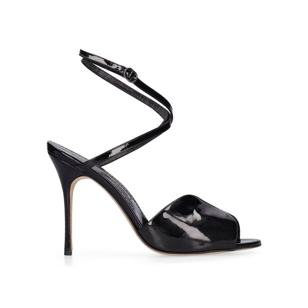 Manolo Blahnik Black Calfskin Stiletto Heel Sandals | Regal Royce