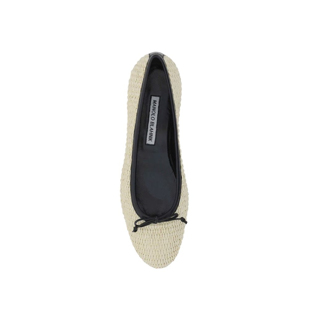 Manolo Blahnik Beige Raffia Ballet Flats | Regal Royce