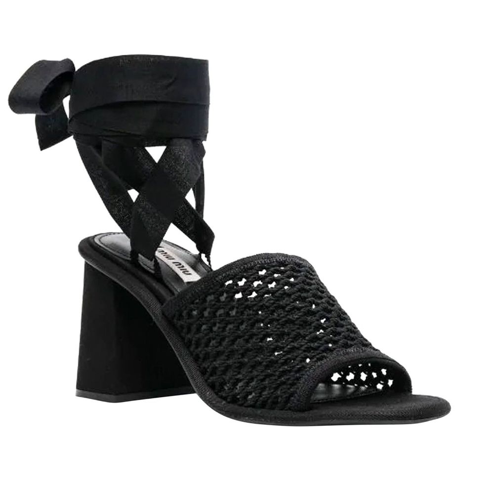 Miu Miu Black Fabric Strap-On Sandals | Regal Royce