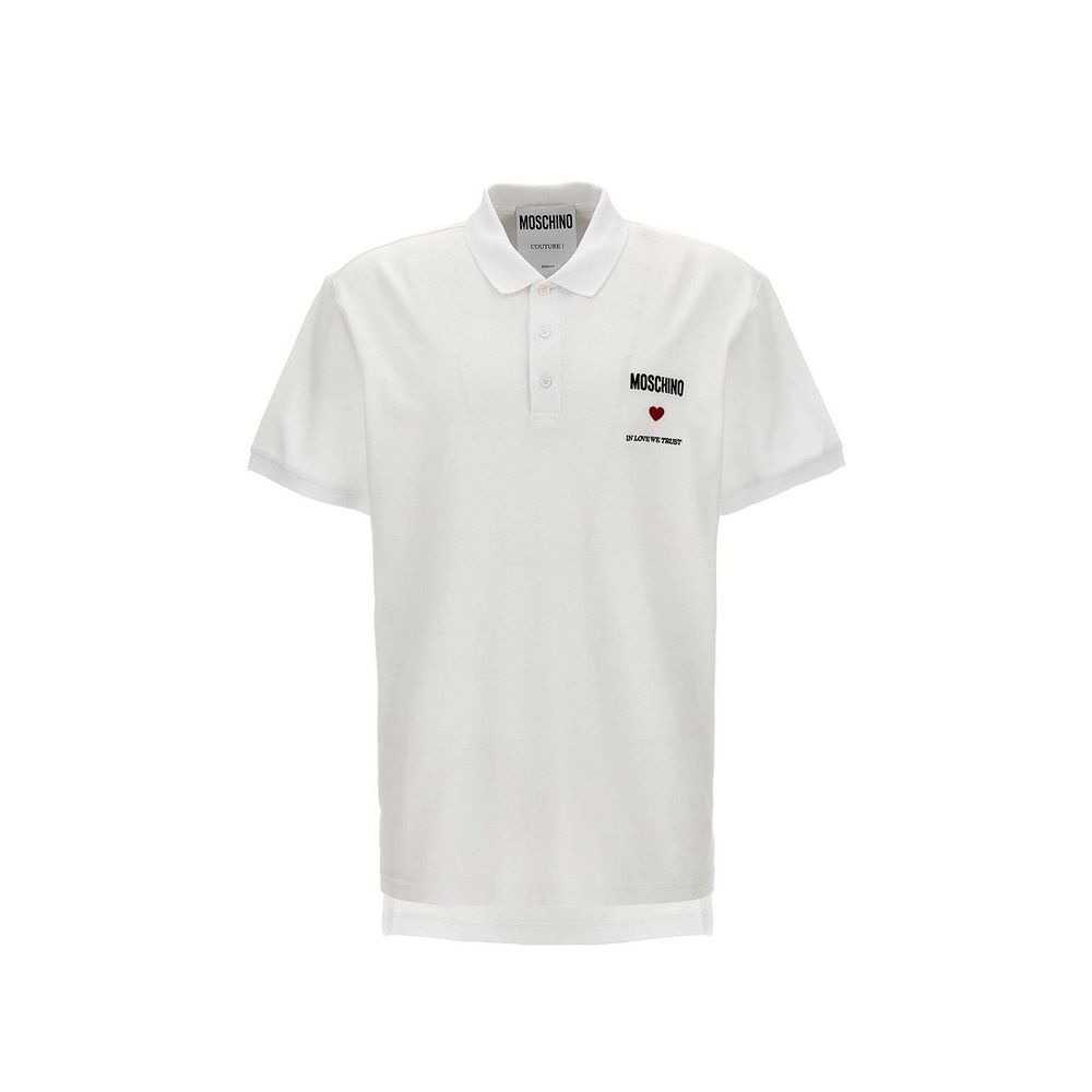 Moschino Couture White Cotton Polo Shirt | Regal Royce