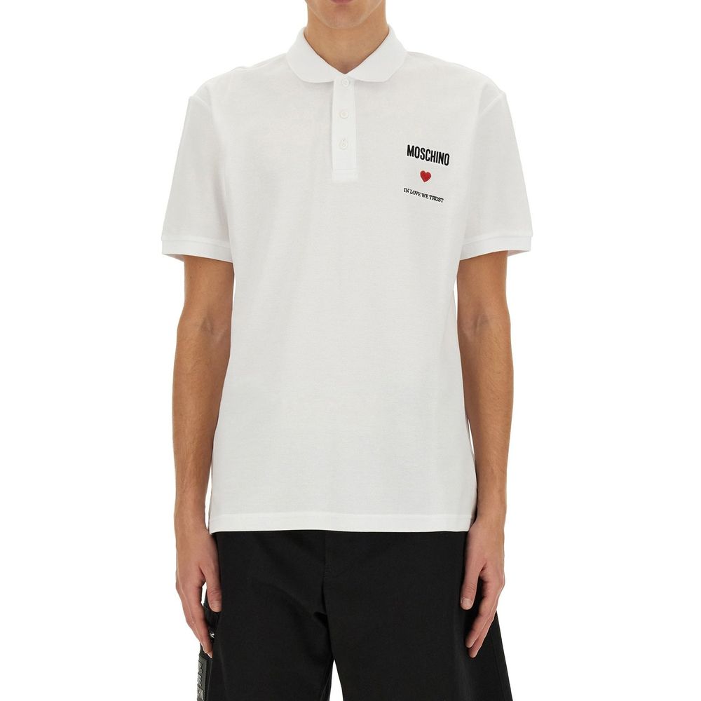 Moschino Couture White Cotton Polo Shirt | Regal Royce