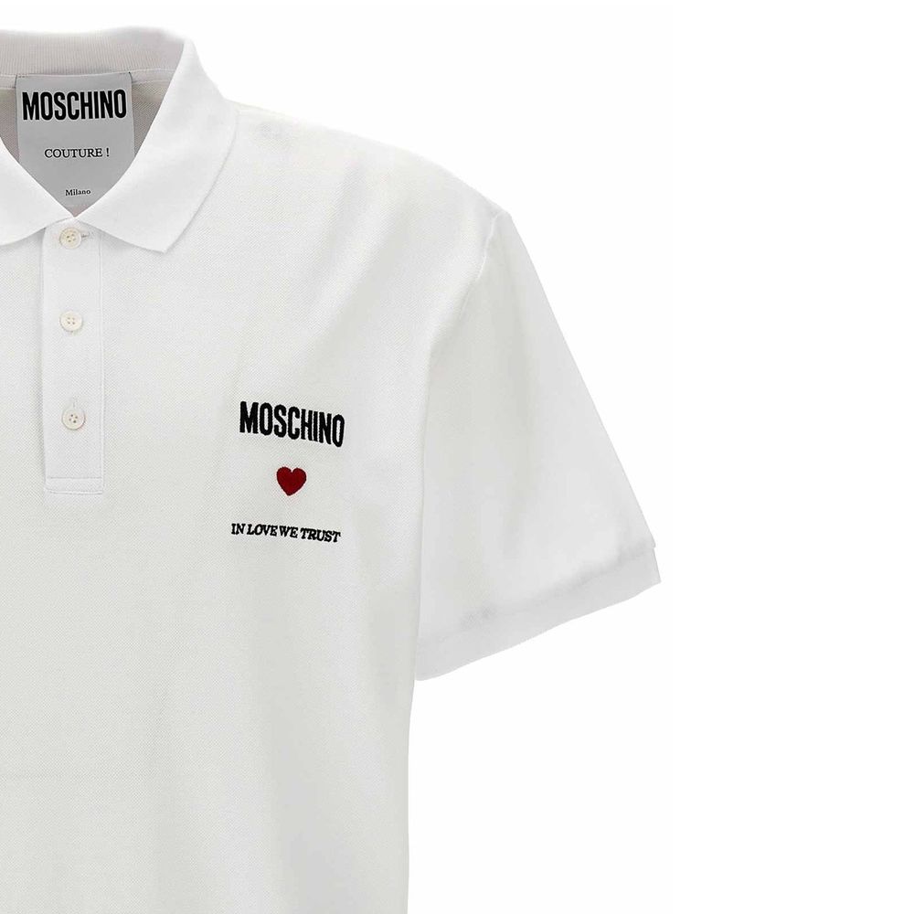 Moschino Couture White Cotton Polo Shirt | Regal Royce