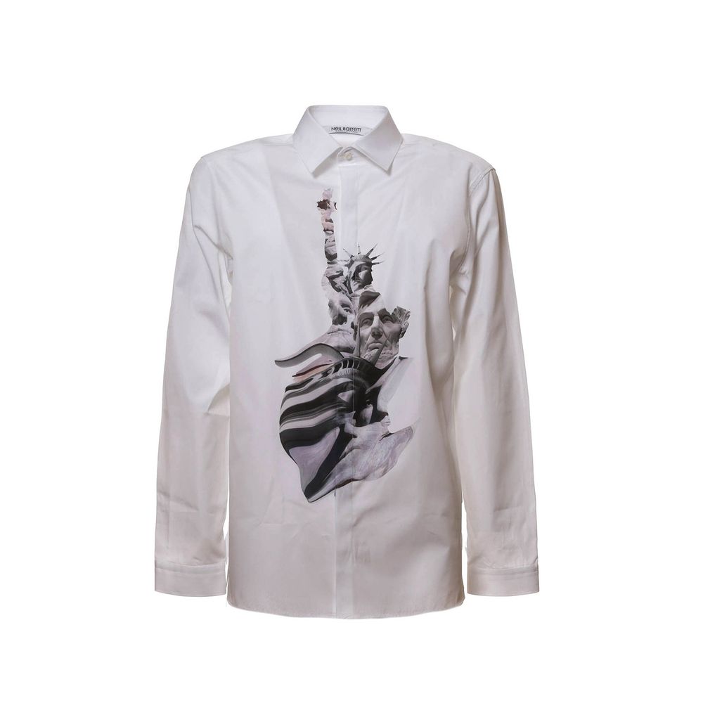Neil Barrett White Cotton Pattern Shirt | Regal Royce
