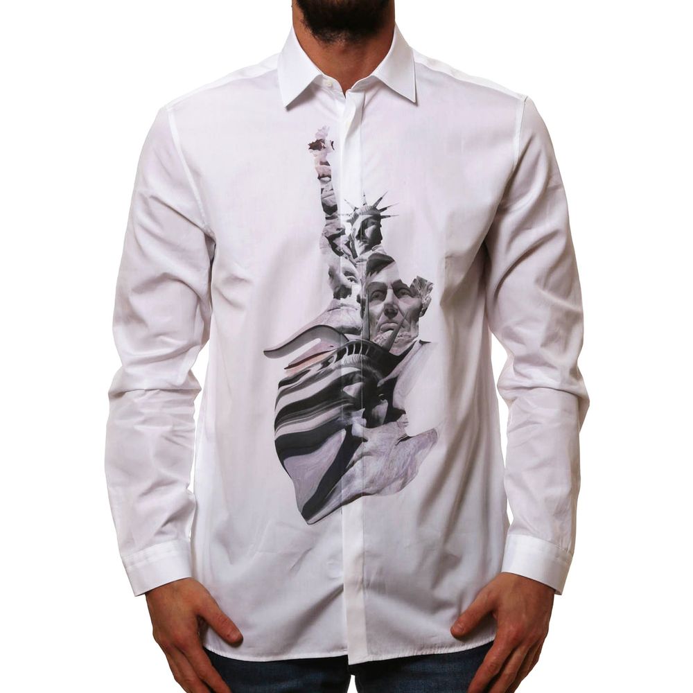 Neil Barrett White Cotton Pattern Shirt | Regal Royce