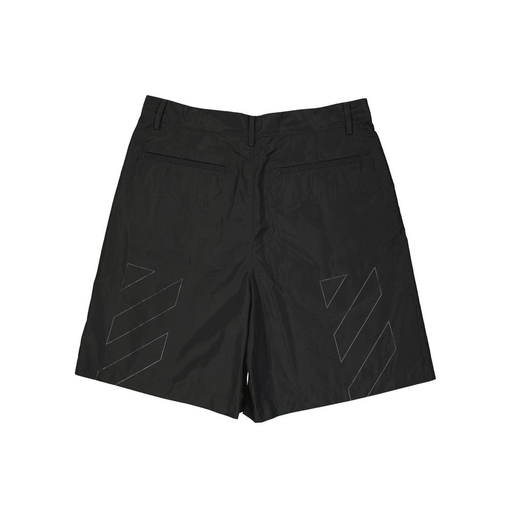 Off-White Black Polyester Short And Mini Shorts | Regal Royce