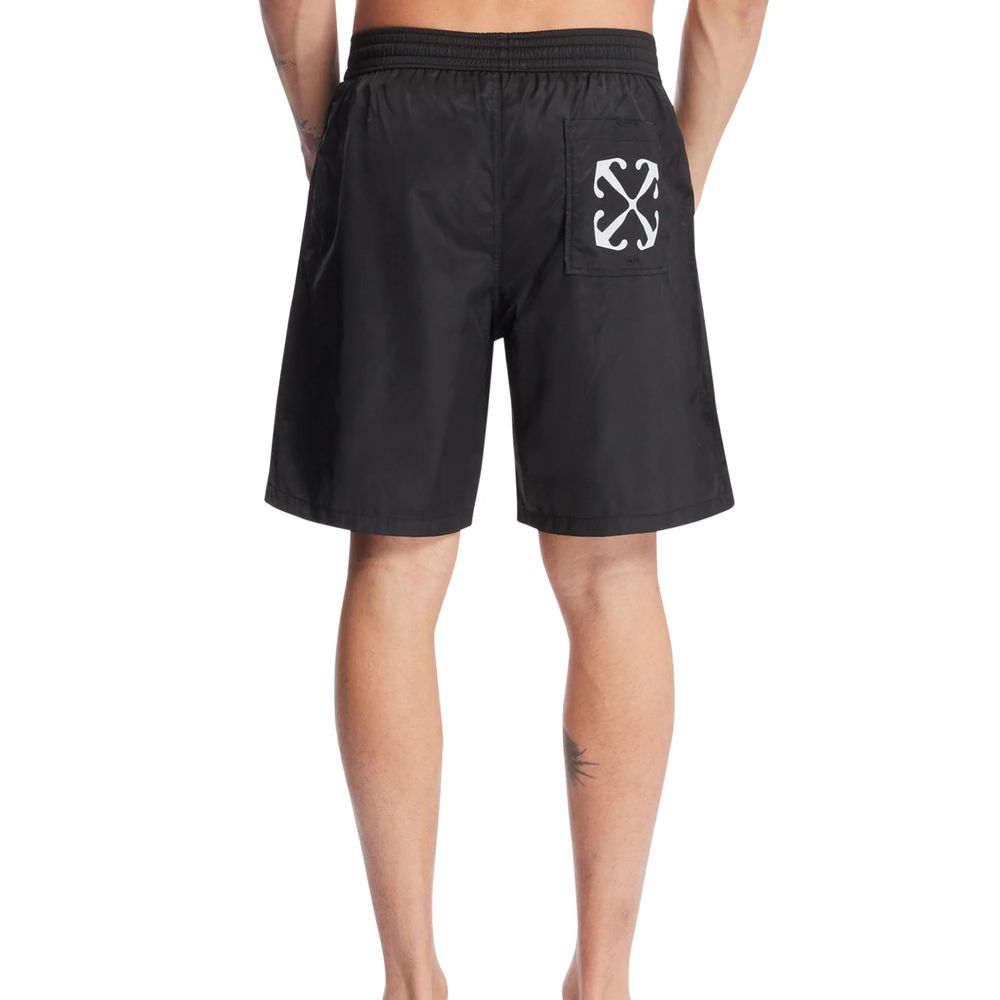 Off-White Black Polyester Swim Shorts | Regal Royce