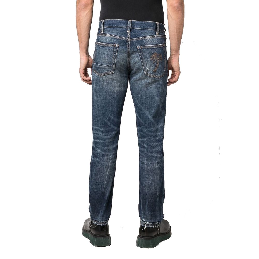 Palm Angels Blue Cotton Straight-Leg Jeans | Regal Royce