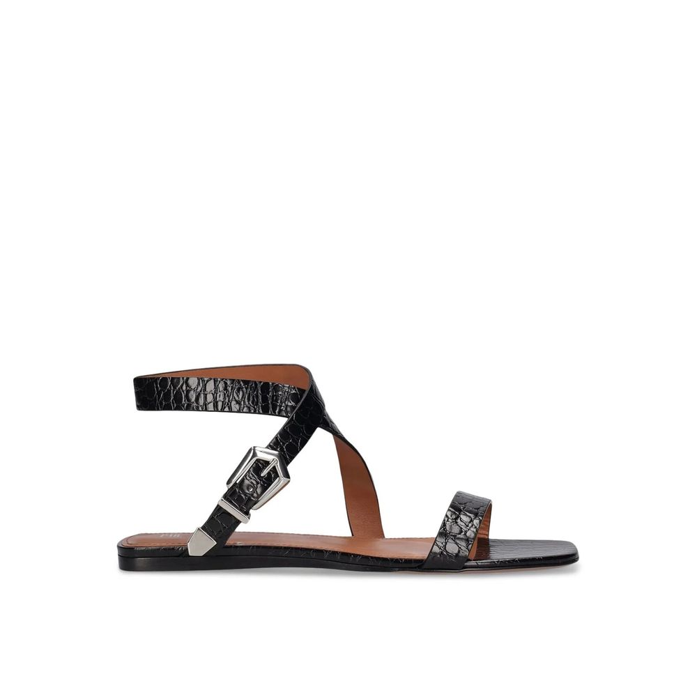 Paris Texas Black Calfskin Strap-On Sandals | Regal Royce