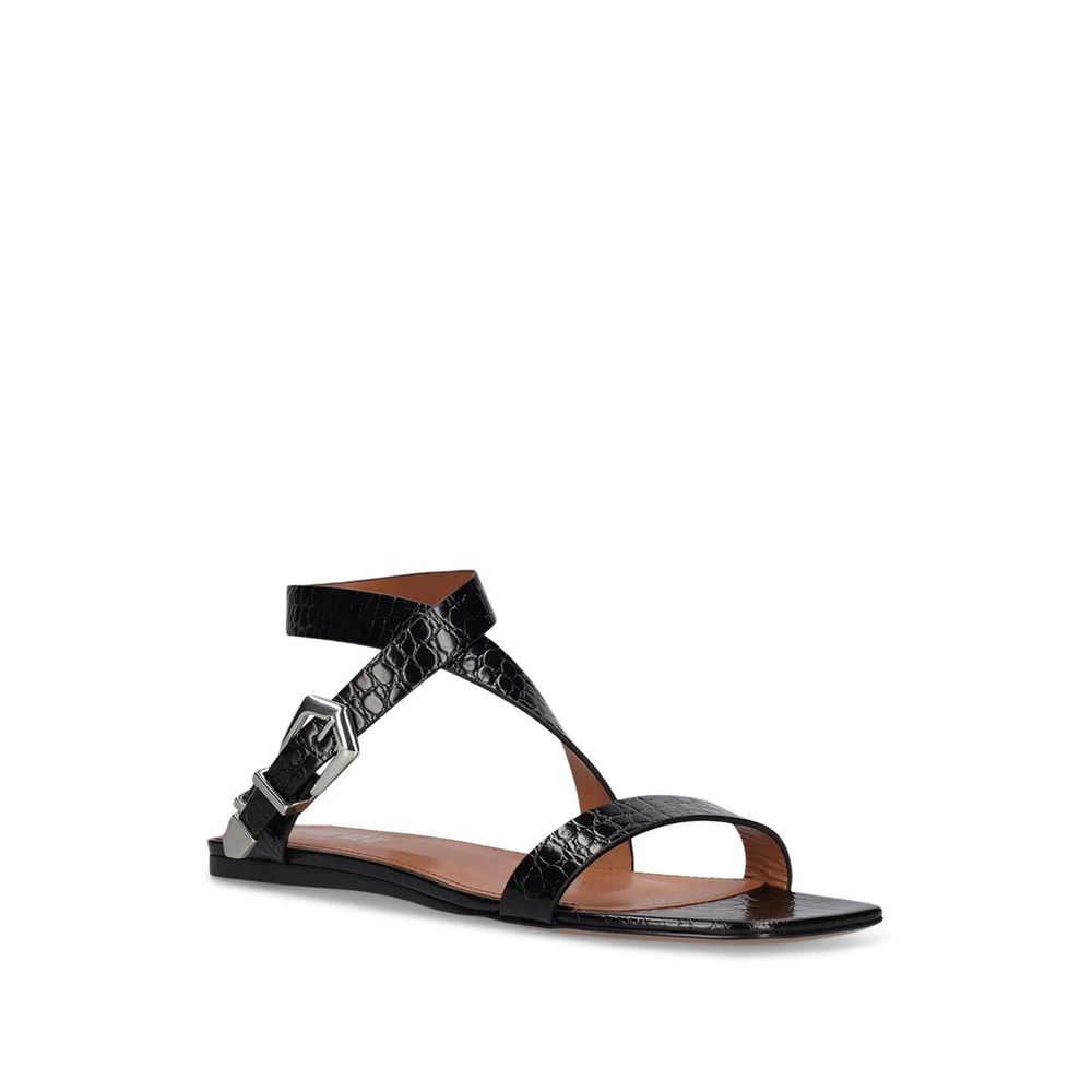 Paris Texas Black Calfskin Strap-On Sandals | Regal Royce