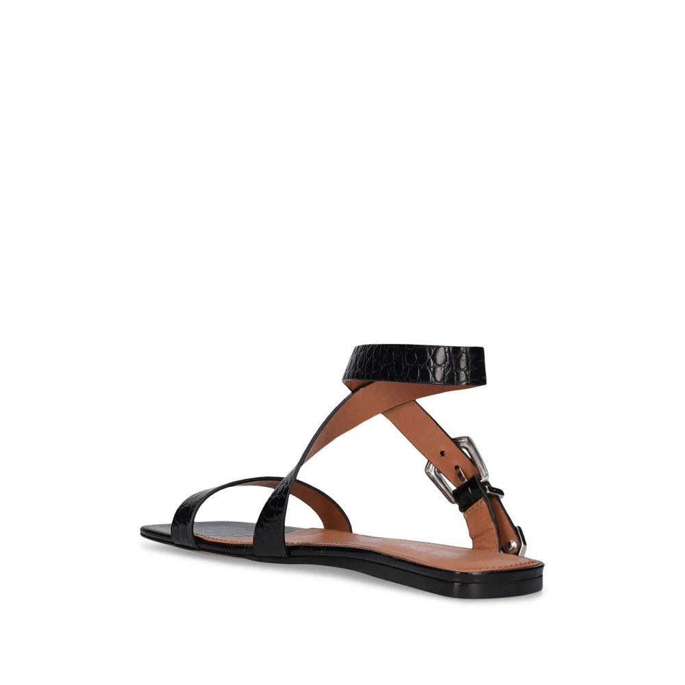 Paris Texas Black Calfskin Strap-On Sandals | Regal Royce