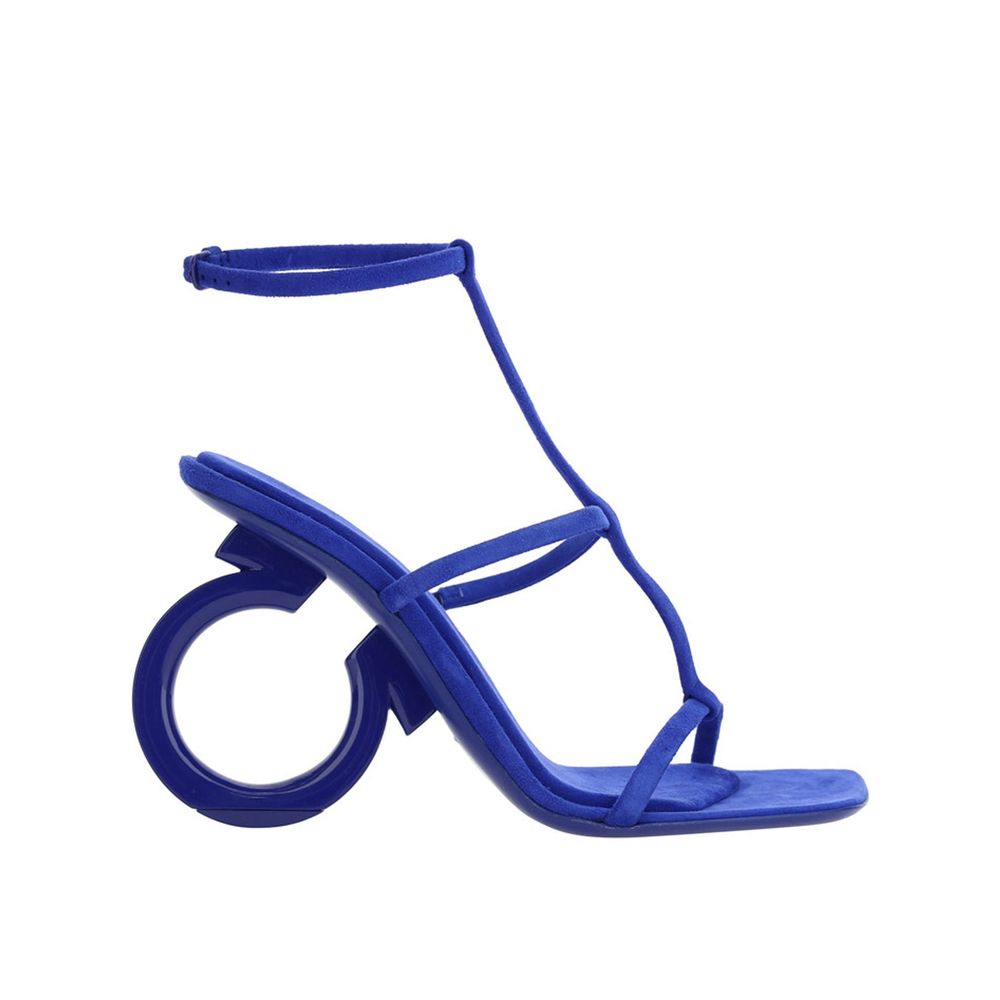 Salvatore Ferragamo Blue Calfskin Strap-On Sandals | Regal Royce