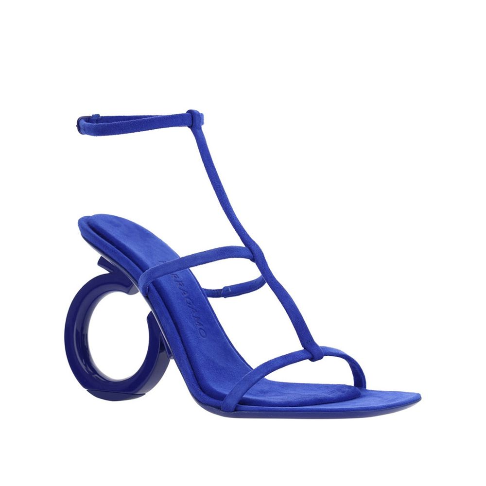 Salvatore Ferragamo Blue Calfskin Strap-On Sandals | Regal Royce