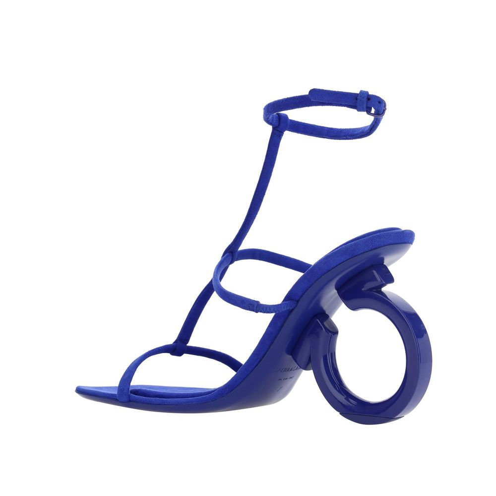 Salvatore Ferragamo Blue Calfskin Strap-On Sandals | Regal Royce