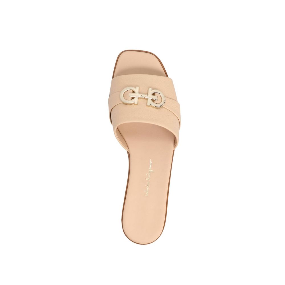 Salvatore Ferragamo Beige Calfskin Flat Sandals | Regal Royce