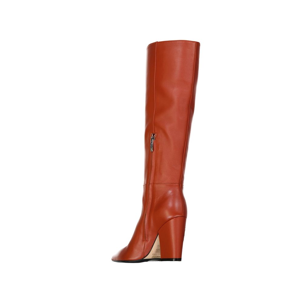 Sergio Rossi Orange Lamb Leather High Heel Boots | Regal Royce