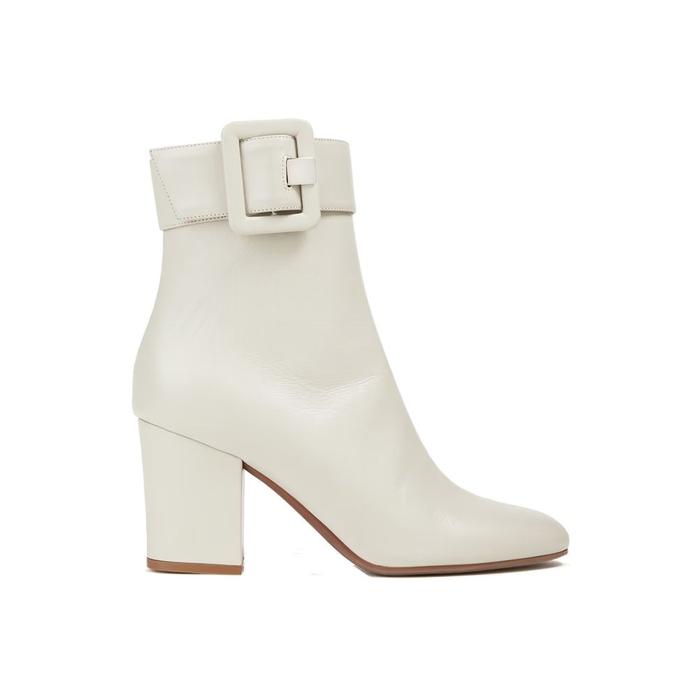 Sergio Rossi White Lamb Leather Ankle Boots | Regal Royce