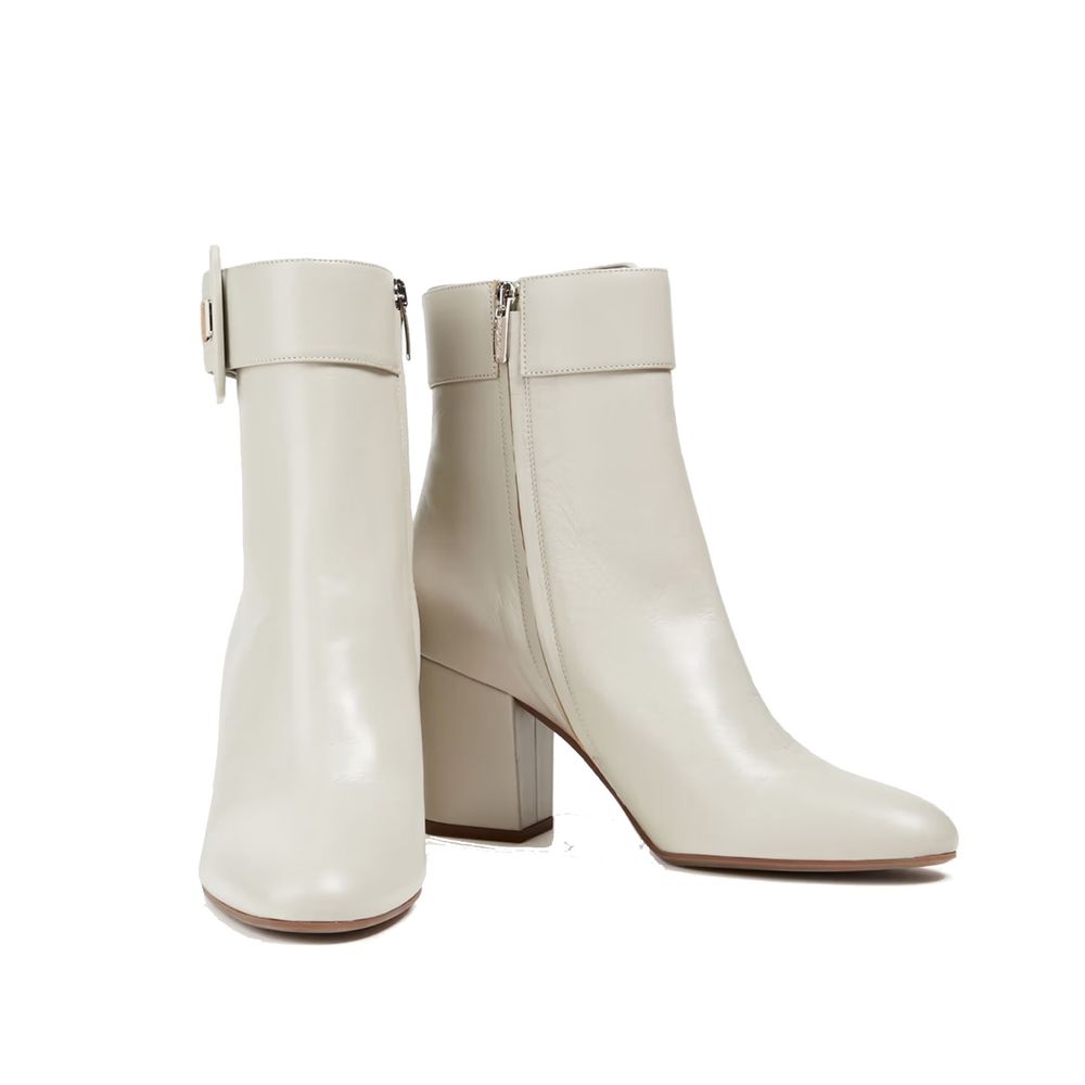 Sergio Rossi White Lamb Leather Ankle Boots | Regal Royce