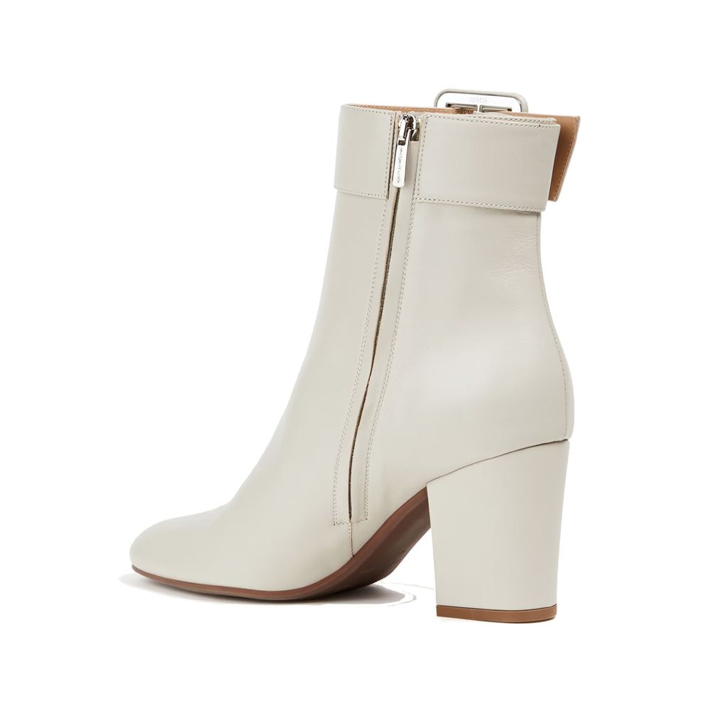 Sergio Rossi White Lamb Leather Ankle Boots | Regal Royce