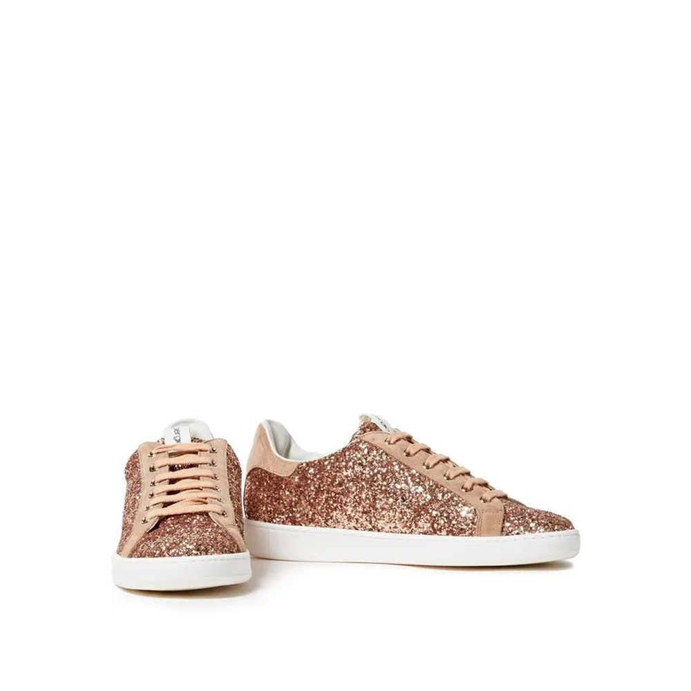 Sergio Rossi Rose Gold Fabric Low Top Sneakers | Regal Royce