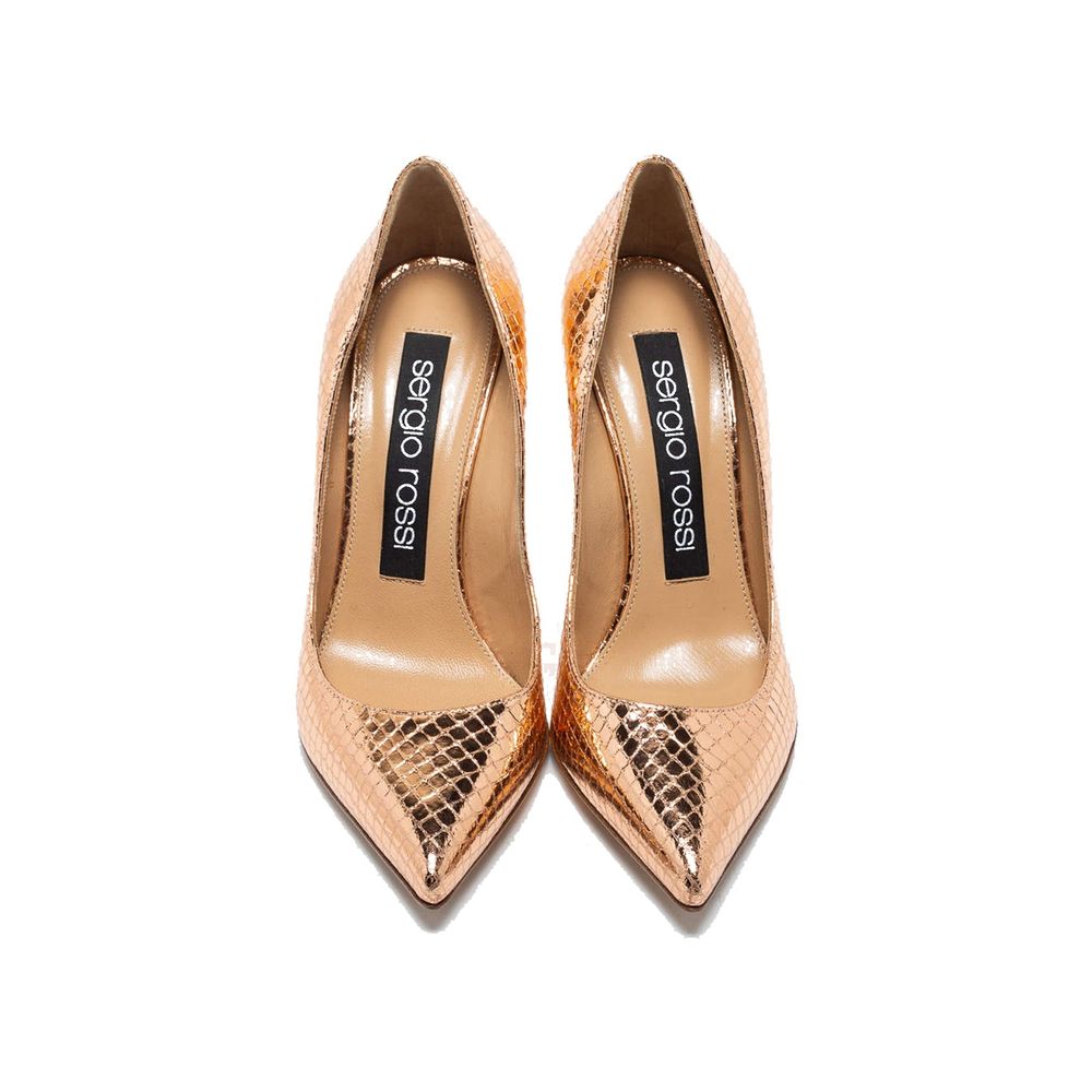 Sergio Rossi Rose Gold Calfskin High Heel Pumps | Regal Royce