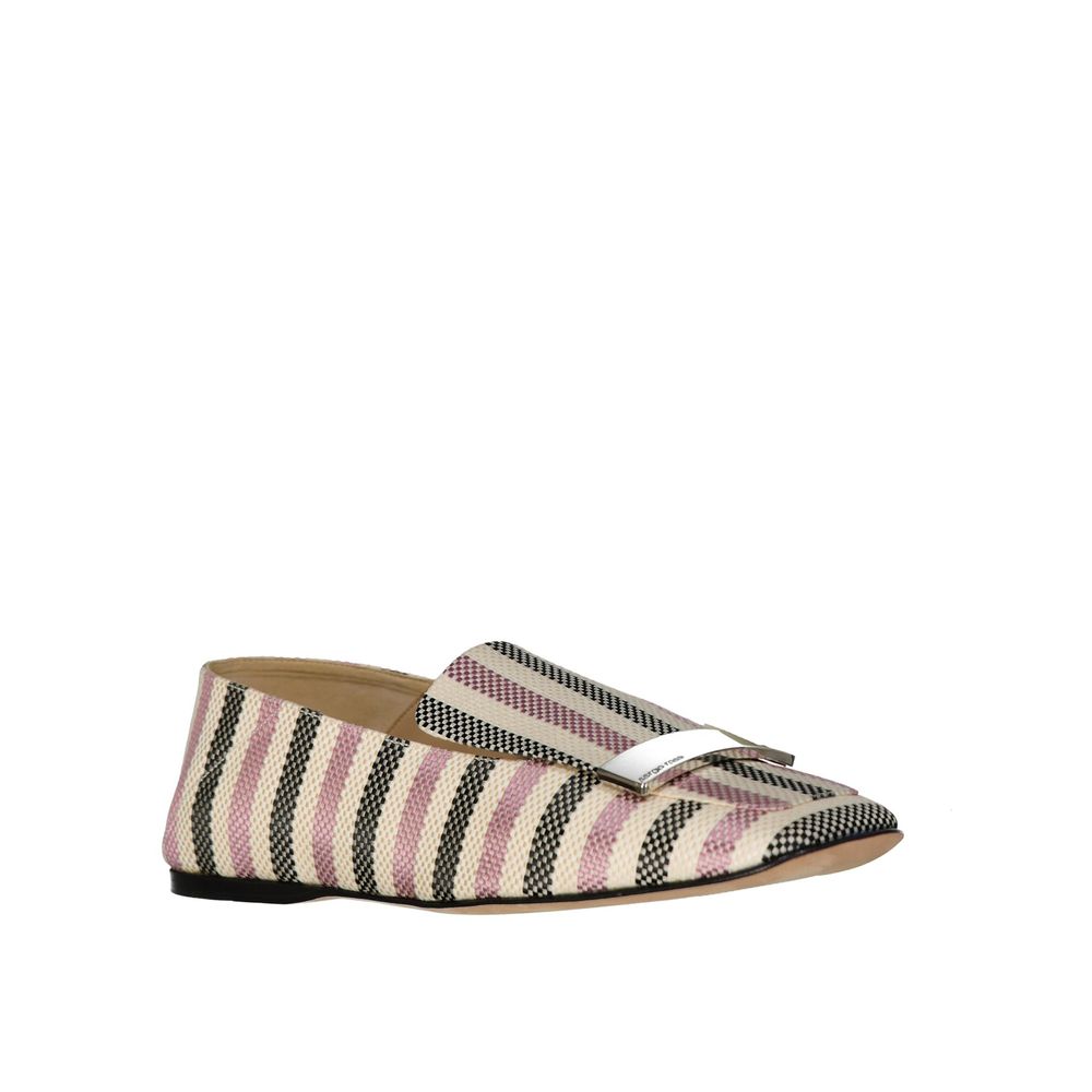 Sergio Rossi White Fabric Slip-On Loafers | Regal Royce