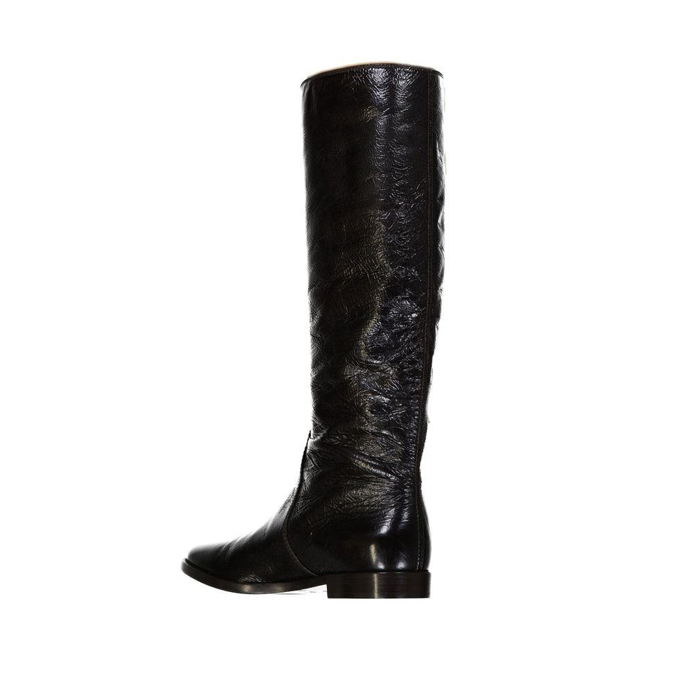 Sergio Rossi Black Calfskin Over The Knee | Regal Royce