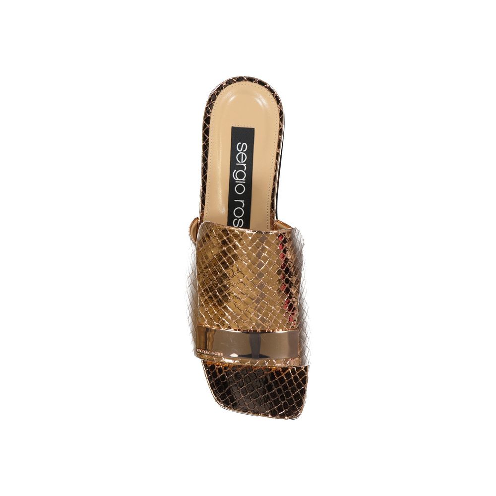 Sergio Rossi Rose Gold Calfskin Flat Sandals | Regal Royce