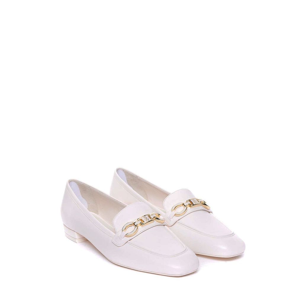 Stuart Weitzman White Calfskin Slip-On Loafers | Regal Royce