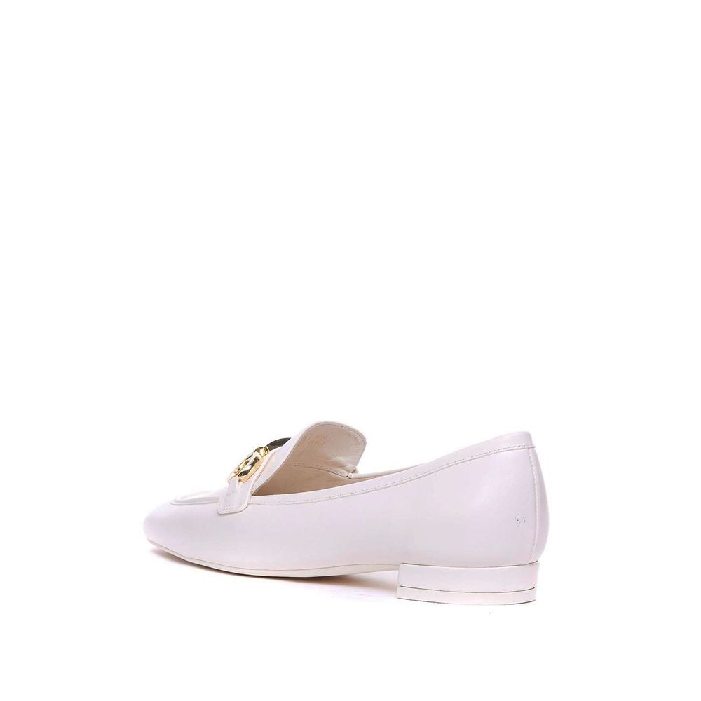 Stuart Weitzman White Calfskin Slip-On Loafers | Regal Royce