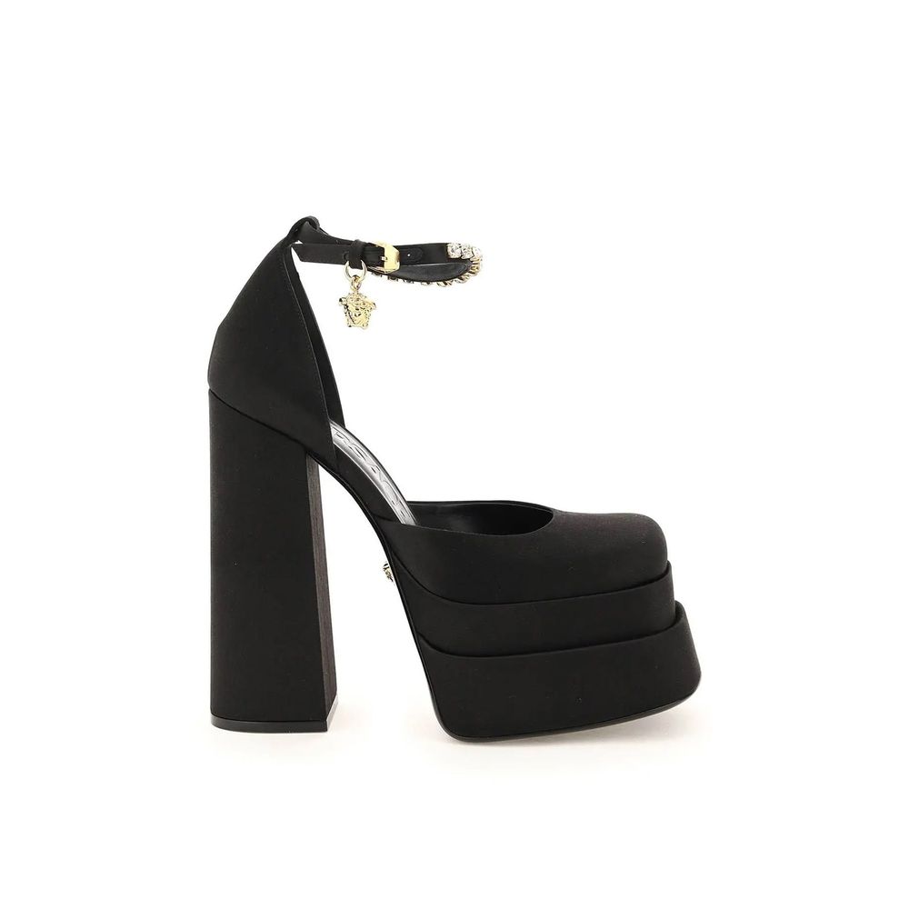 Versace Black Silk Platform Pumps | Regal Royce