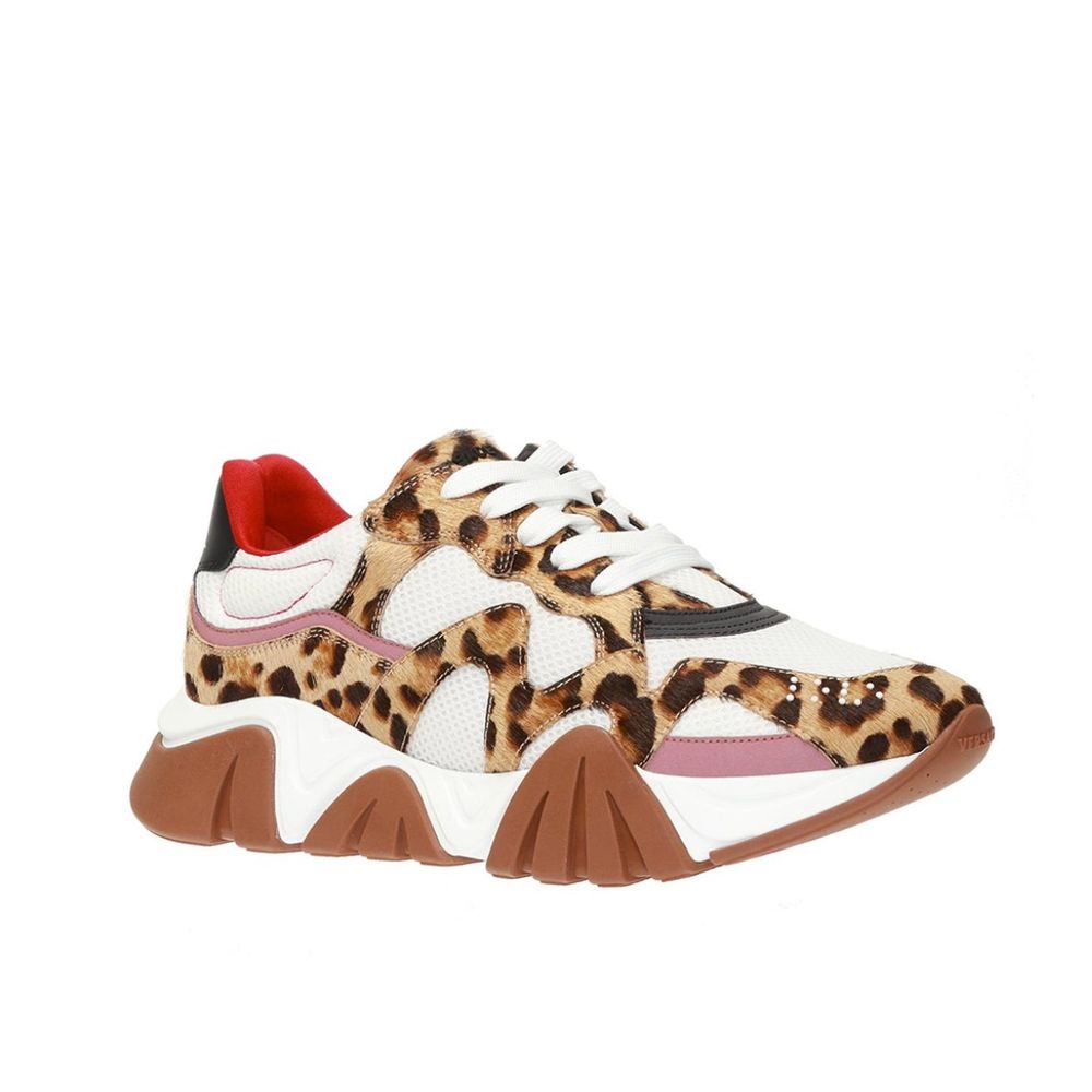 Versace Beige Leather Chunky Sneakers | Regal Royce