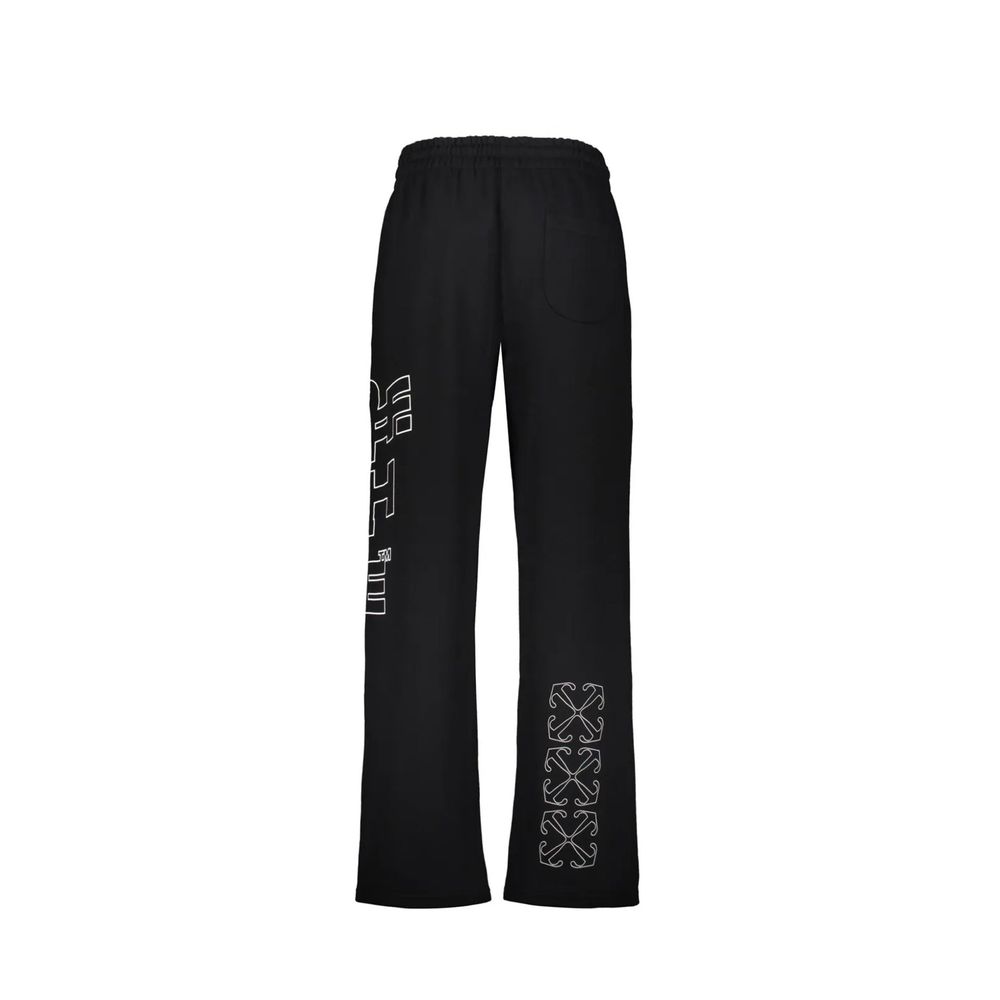 Off-White Black Cotton Joggers (Workout Pants) | Regal Royce