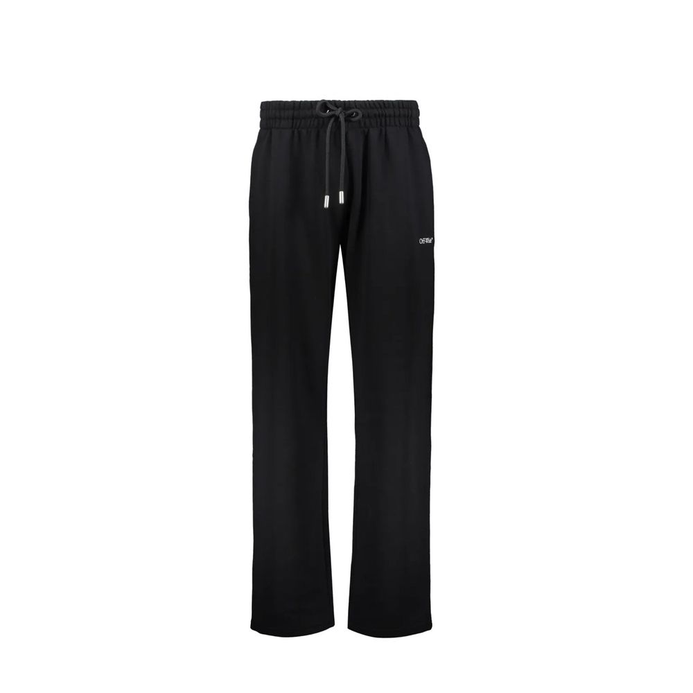 Off-White Black Cotton Joggers (Workout Pants) | Regal Royce