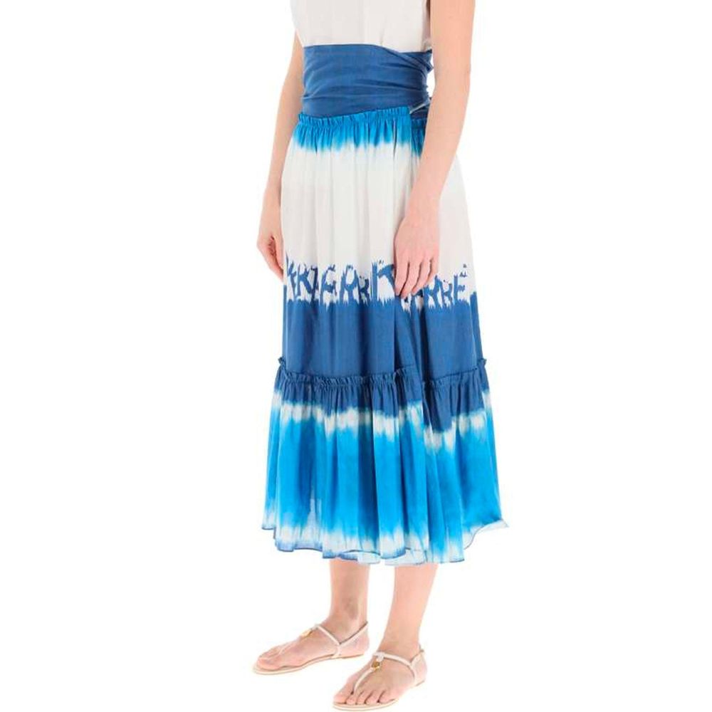 Alberta Ferretti Blue Cotton Midi Skirt | Regal Royce