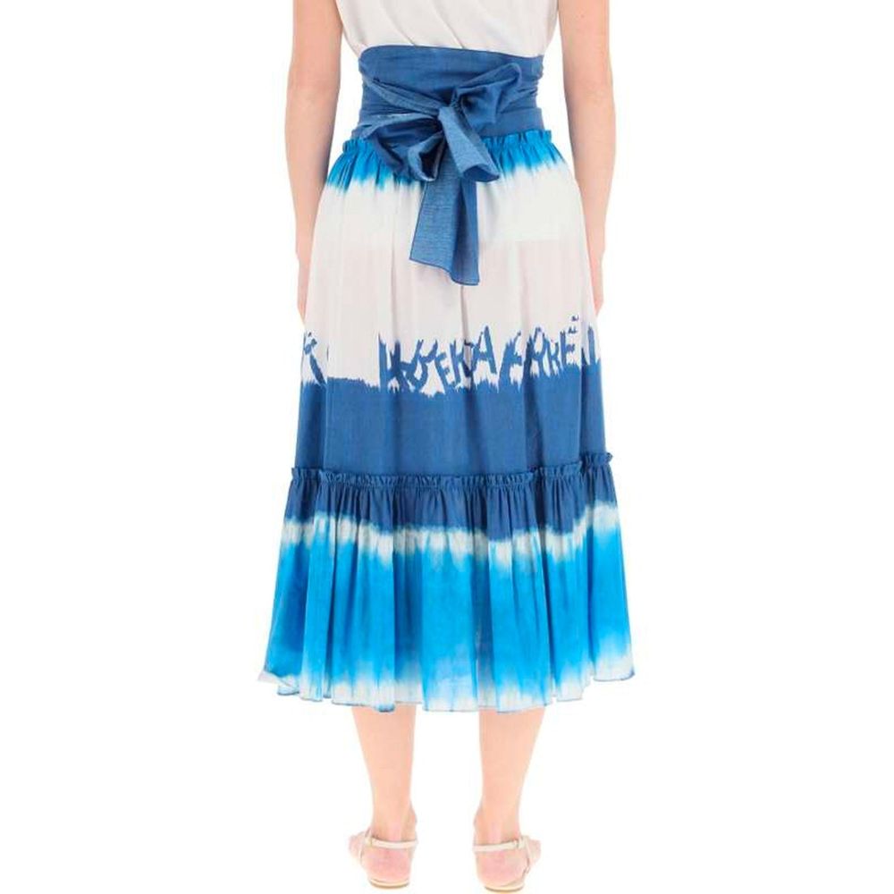 Alberta Ferretti Blue Cotton Midi Skirt | Regal Royce