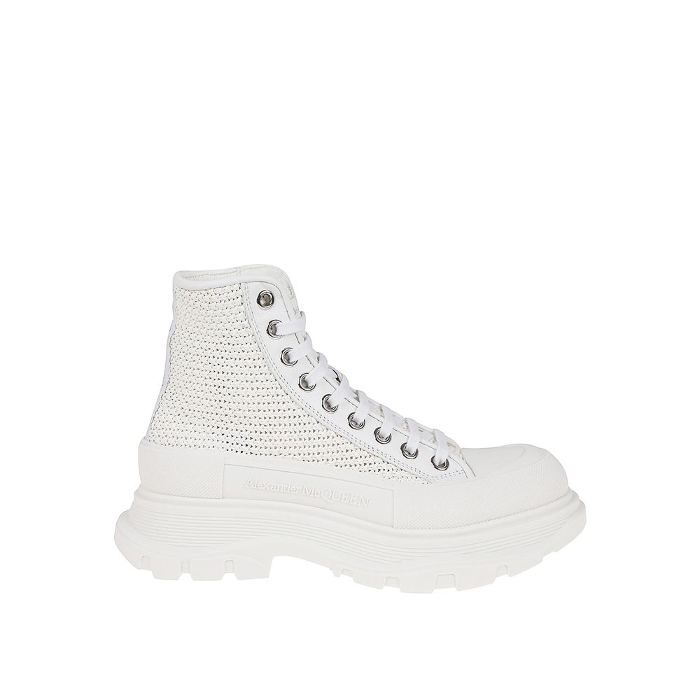 Alexander McQueen White Raffia High Top Sneakers | Regal Royce