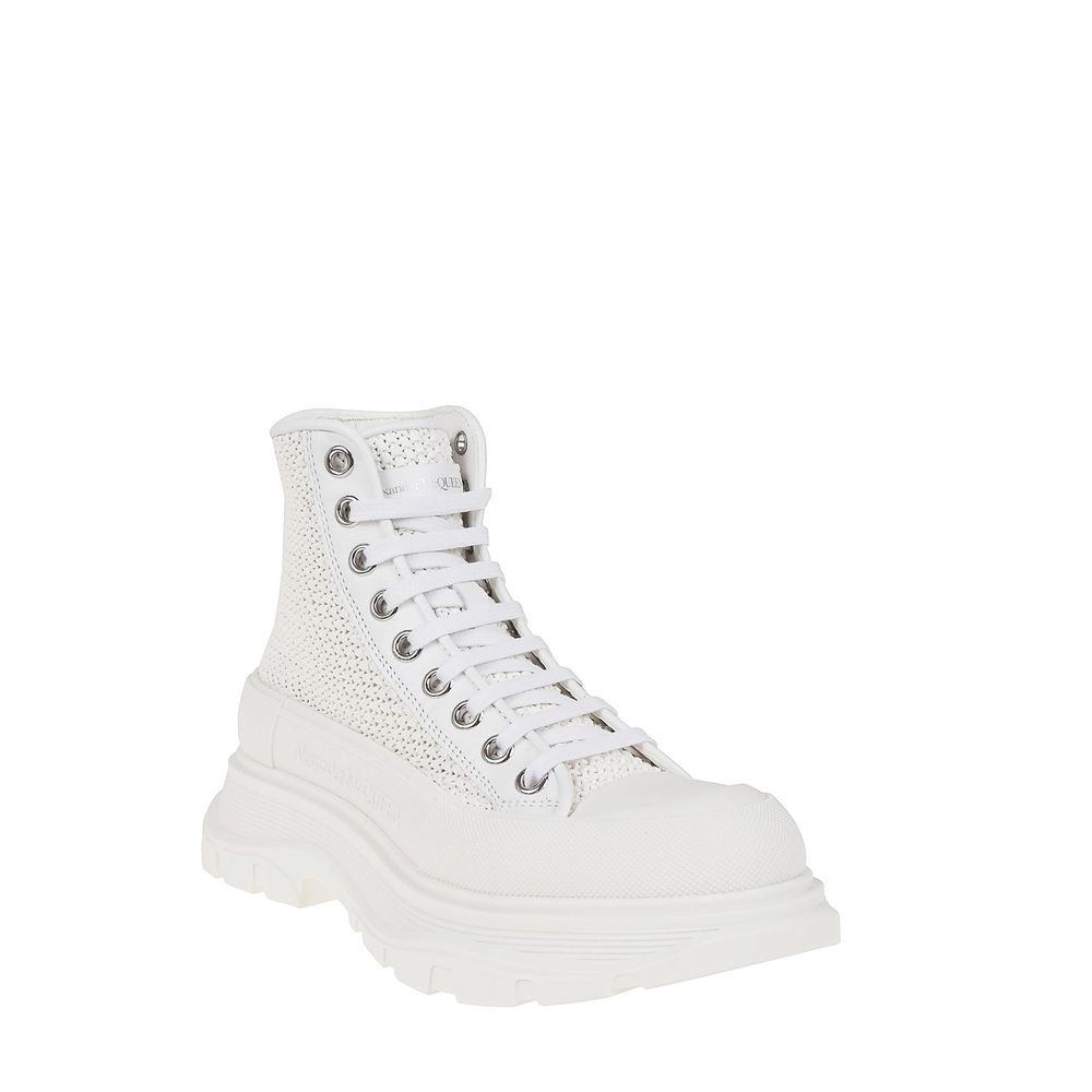 Alexander McQueen White Raffia High Top Sneakers | Regal Royce