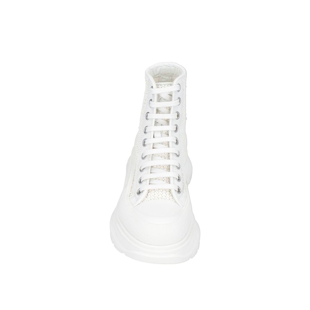Alexander McQueen White Raffia High Top Sneakers | Regal Royce