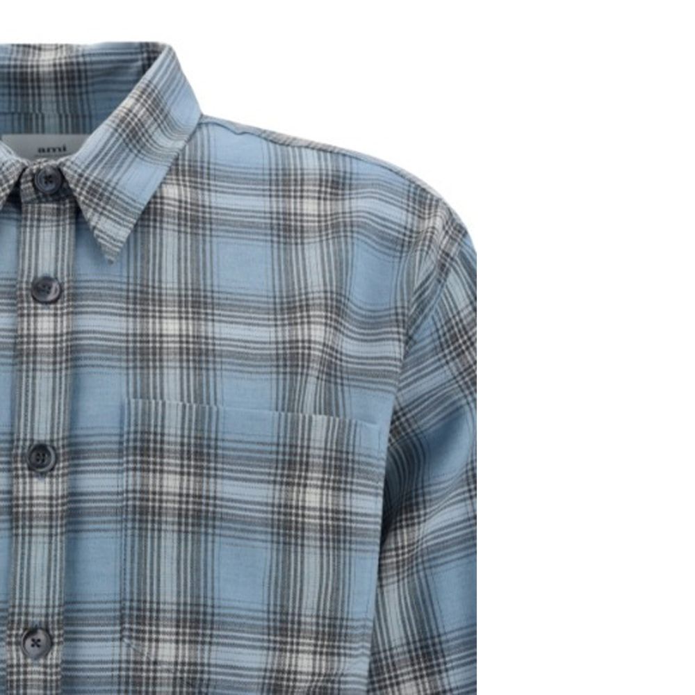 Ami Paris Blue Virgin Wool Pattern Shirt | Regal Royce