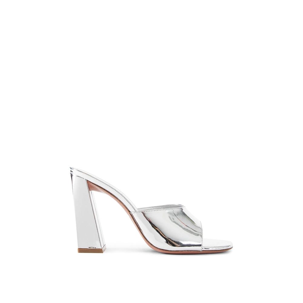 Amina Muaddi Silver Calfskin Mules | Regal Royce