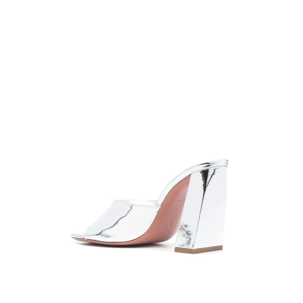 Amina Muaddi Silver Calfskin Mules | Regal Royce