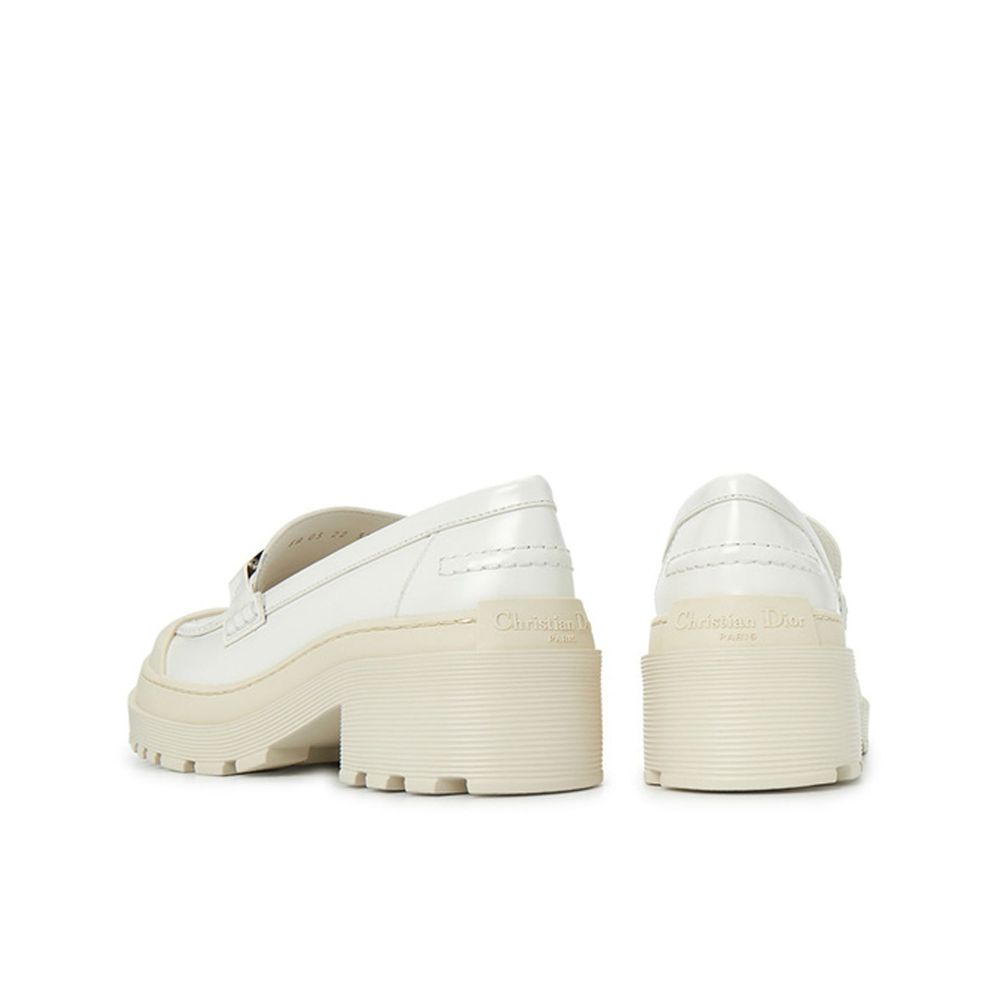 Dior White Calfskin Platform Loafers | Regal Royce