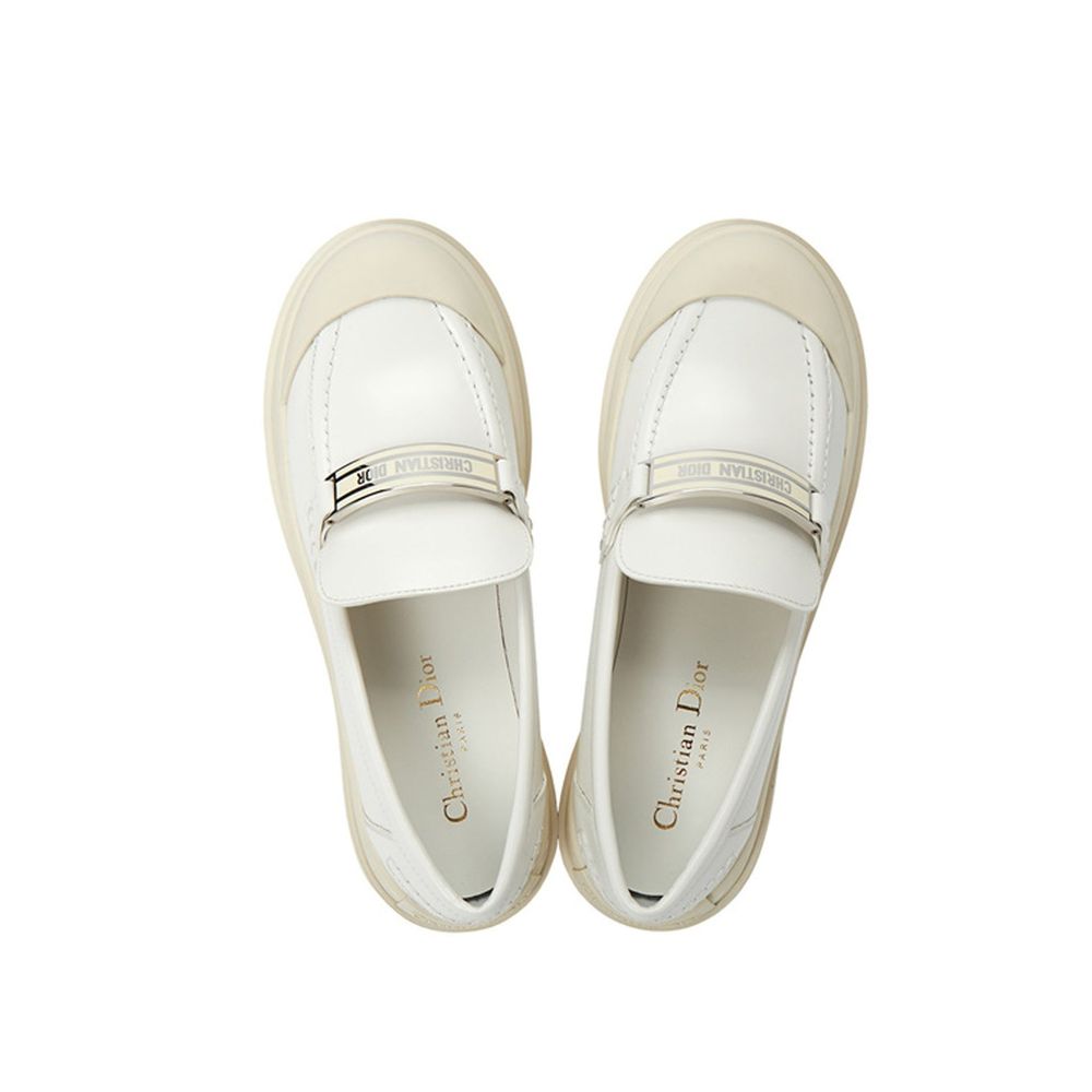 Dior White Calfskin Platform Loafers | Regal Royce