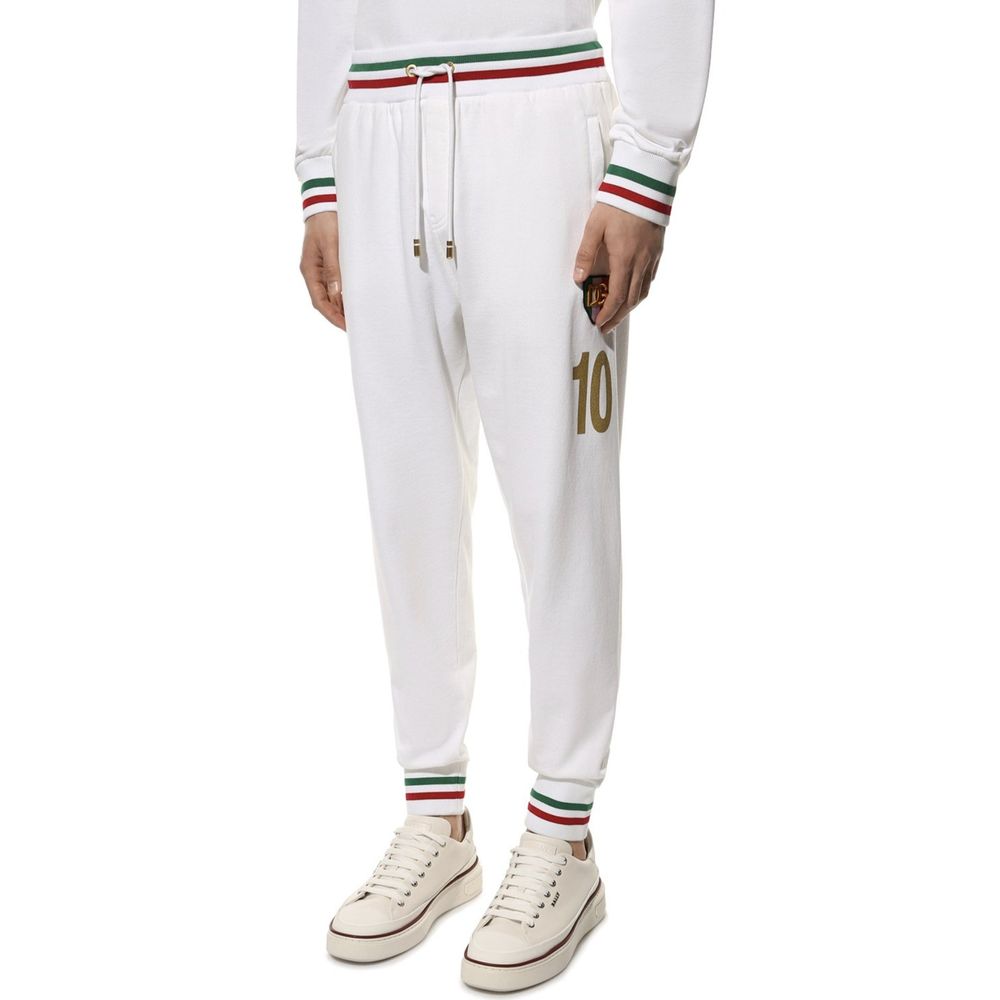 Dolce & Gabbana White Cotton Joggers (Workout Pants) | Regal Royce