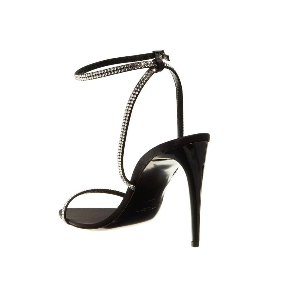 Saint Laurent Black Silk Stiletto Heel Sandals | Regal Royce